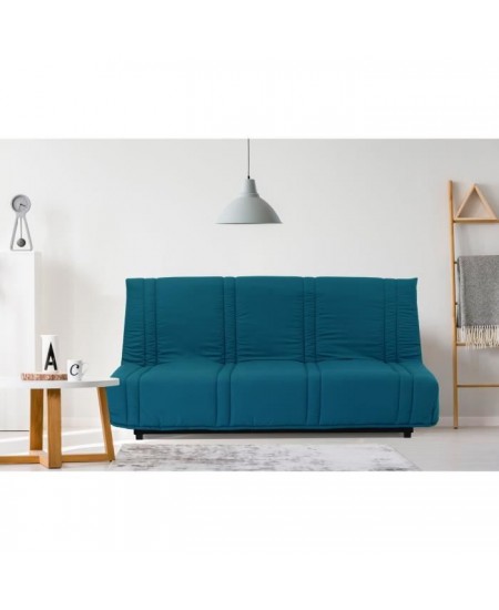 Banquette clic clac 3 places - Bleu canard - 100% coton - L 193 x P 92 cm - LENA