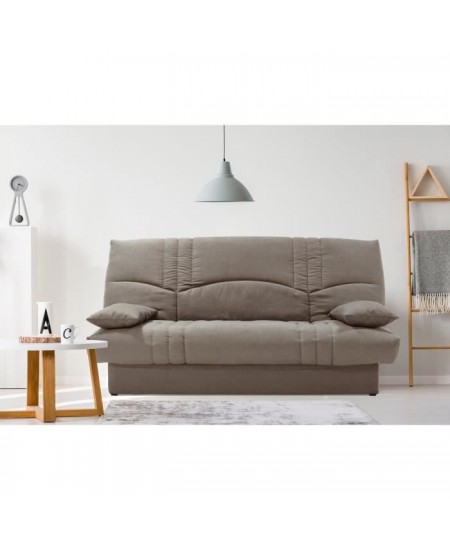 Clic clac 3 places THELMA - Tissu Soro taupe - Couchage 125x190 cm - L190 x P92 x H96 cm