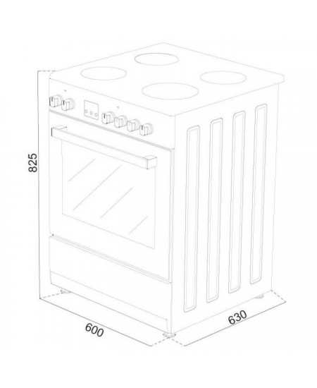 Cuisiniere gaz CONTINENTAL EDISON CECG60FCB1 - 4 feux - L59,8 x P61 xH83cm- Noir