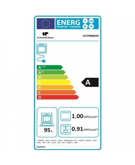 CONTINENTAL EDISON Cuisiniere piano four multifonctions catalyse 95L affichage digital L90 xH 85 cm INOX