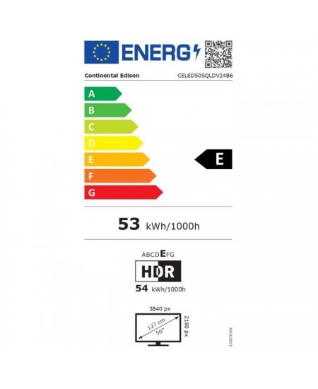 CONTINENTAL EDISON - CELED50SQLDV24B6 - TV LED - UHD QLED 4K - 50'' (127 cm) - Smart Google TV - Wifi Bluetooth - 4xHDMI - 2xUSB