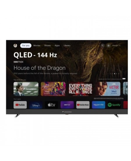 CONTINENTAL EDISON - CELEDGAM55QL24B6 - TV LED - 4K UHD QLED 144Hz- 55 (139 cm) - Smart Google TV - Wifi Bluetooth - 4xHDMI - 3x