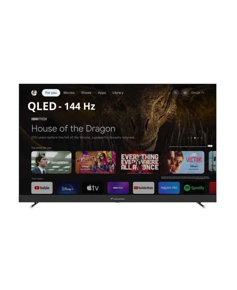 CONTINENTAL EDISON - CELEDGAM65QL24B6 - TV LED - 4K UHD QLED 144Hz- 65 (164 cm) - Smart Google TV - Wifi Bluetooth - 4xHDMI - 3x