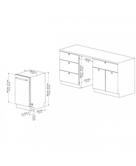 Lave-vaisselle encastrable CONTINENTAL EDISON CELV1045FI-10 couverts - Largeur44,8cm - Classe D - 45 dB - Blanc