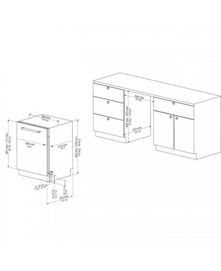 Lave-vaisselle tout intégrable CONTINENTAL EDISON - 14 couverts - Largeur 59,8 cm - Classe D - moteur induction - 42 dB - Blanc