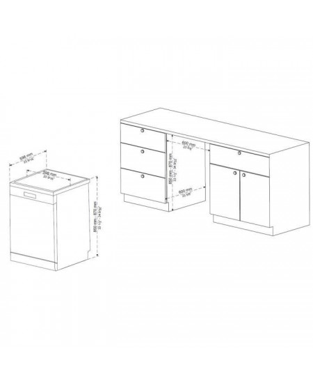 Lave-vaisselle pose libre CONTINENTAL EDISON - 15 couverts - Largeur 59,8 cm - Classe D - moteur induction - 39 dB - Silver