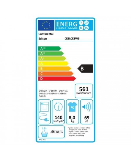 Seche-linge a condensation CONTINENTAL EDISON CESLCE8WS - 8kg - Largeur 59,5 cm - Classe B - Blanc