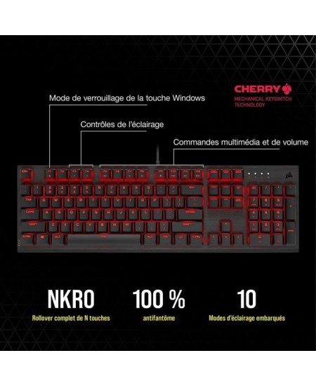 CORSAIR Clavier mécanique gaming K60 PRO a LED Rouge - Azerty - Noir (CH-910D029-FR)