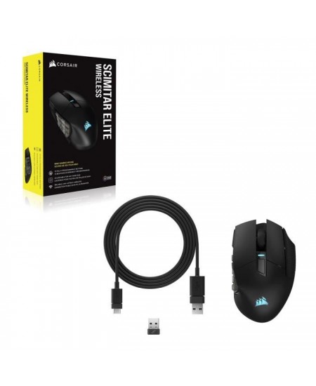 Souris Gaming - Sans fil - CORSAIR - SCIMITAR ELITE RGB Wireless - 16 boutons programmables - Autonomie 150h - Noir (CH-9314311-