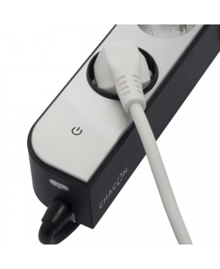 CHACON Bloc multiprise 5 prises 16 A avec 2 ports USB et câble 1,5 m HO5VV-F 3x1,5 mm² blanc et gris