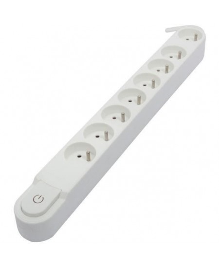 CHACON Bloc multiprise 8 prises 16A avec interrupteur, câble 3 m HO5VV-F 3x1,5 mm² blanc