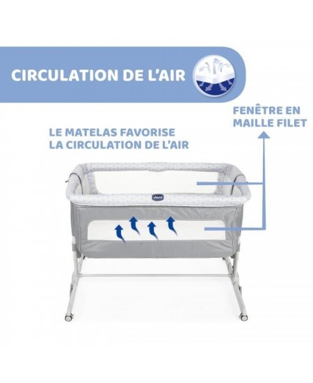 Berceau cododo Next2Me Dream Silver - CHICCO - A partir de 0 mois - Hauteur réglable - Matelas inclus