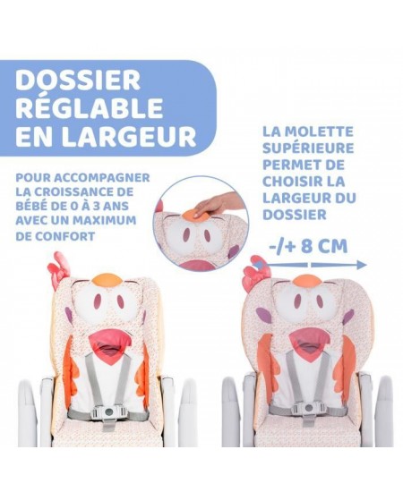 CHICCO Chaise Haute Polly 2 Start - 4 Roues fancy chicken