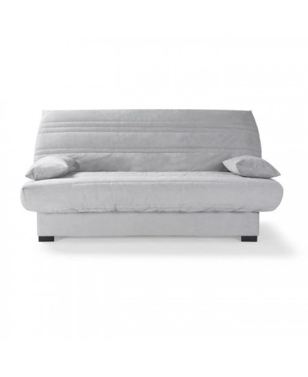 Banquette clic clac 3 places - Matelas 17 cm - Tissu gris clair - L199 x P96 x H103 cm - CHLoe