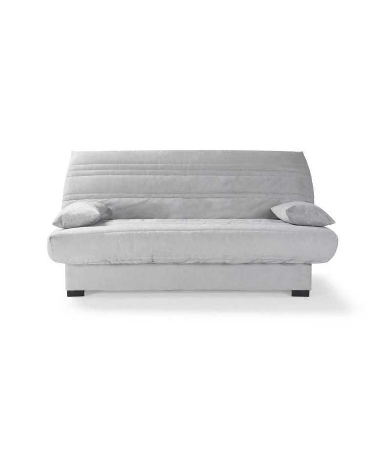 Banquette clic clac 3 places - Matelas 17 cm - Tissu gris clair - L199 x P96 x H103 cm - CHLoe