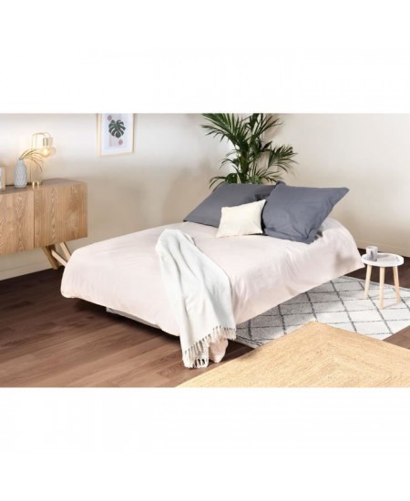 Banquette clic clac 3 places - Matelas 17 cm - Tissu gris clair - L199 x P96 x H103 cm - CHLoe