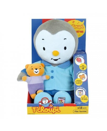 Peluche T'CHOUPI Raconte moi une histoire - JEMINI - ± 30 cm - Bleu - Enfant - Mixte