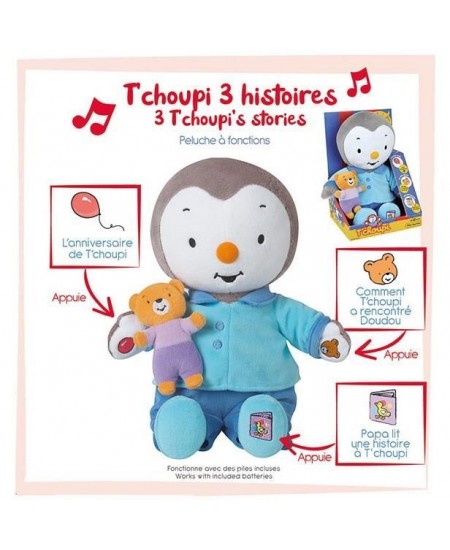 Peluche T'CHOUPI Raconte moi une histoire - JEMINI - ± 30 cm - Bleu - Enfant - Mixte