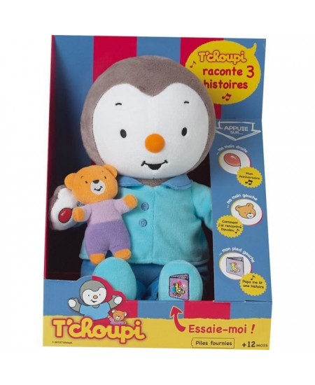 Peluche T'CHOUPI Raconte moi une histoire - JEMINI - ± 30 cm - Bleu - Enfant - Mixte