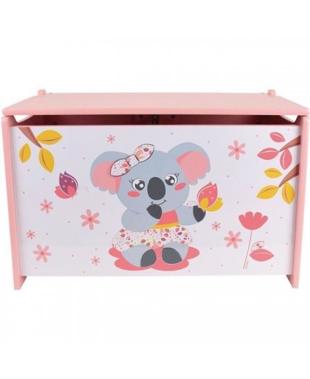 Coffre a jouets en bois pour enfant - FUN HOUSE - CALLY MIMI KOALA - Rose - 40x58x36 cm