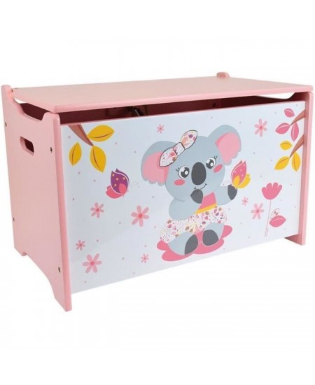 Coffre a jouets en bois pour enfant - FUN HOUSE - CALLY MIMI KOALA - Rose - 40x58x36 cm