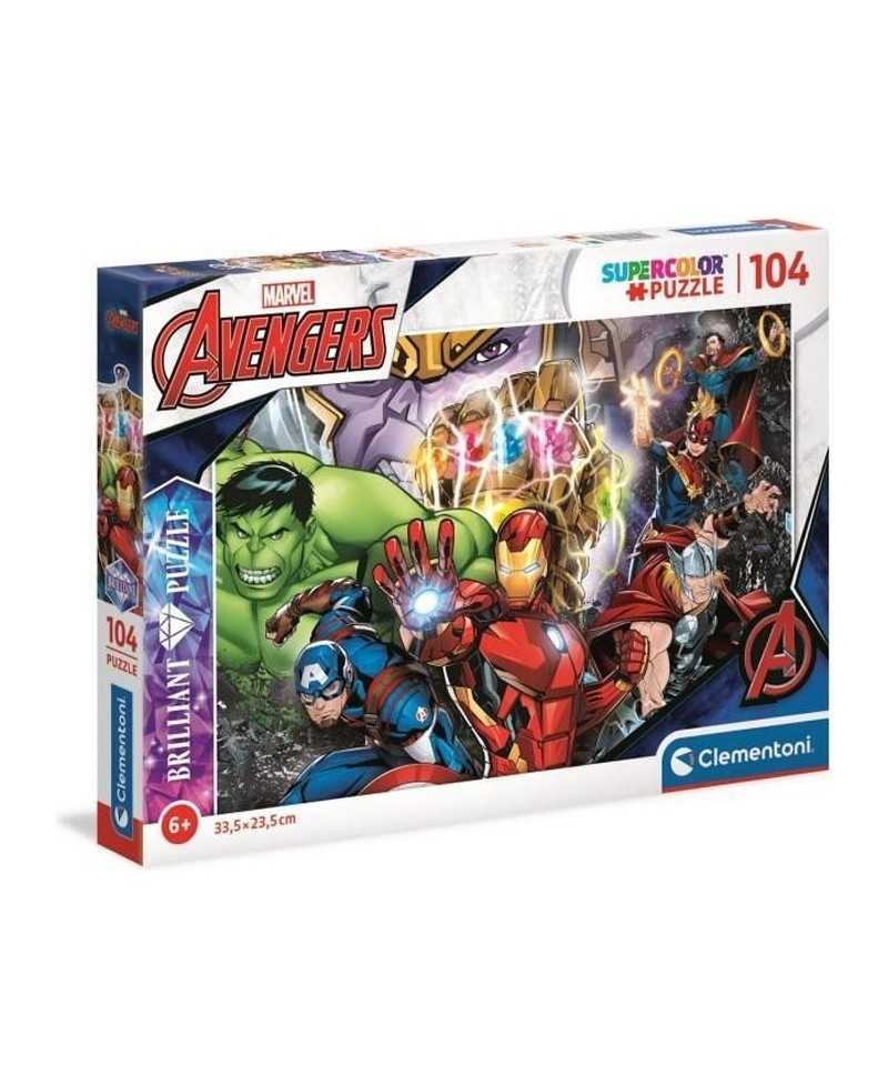 Clementoni - Marvel - Puzzle Brilliant 104 pieces - Theme Dessins animés et BD - 33,5 x 23,5 cm - Fabriqué en Italie