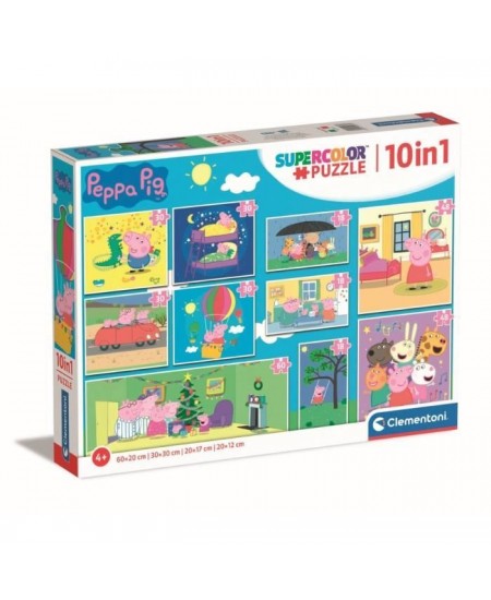 CLEMENTONI - Puzzle 10 en 1 Peppa Pig - Moins de 100 pieces - Pour enfant