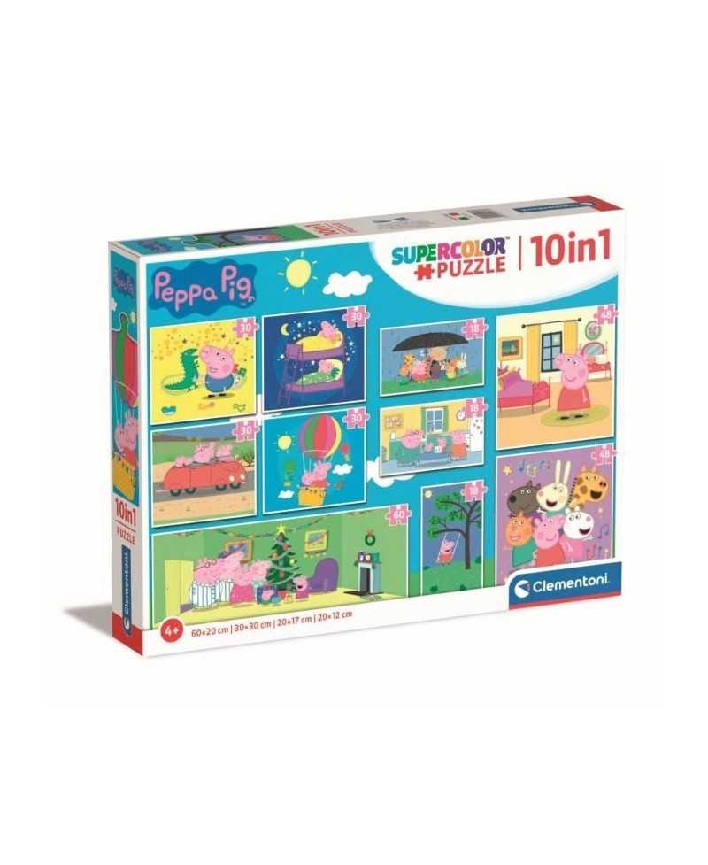 CLEMENTONI - Puzzle 10 en 1 Peppa Pig - Moins de 100 pieces - Pour enfant