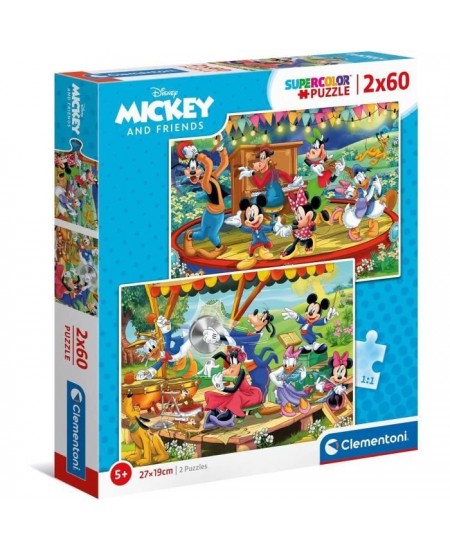 Clementoni - Puzzle enfant - Mickey Mouse - 2x60 pieces - Coloré et captivant - Fabriqué en Italie