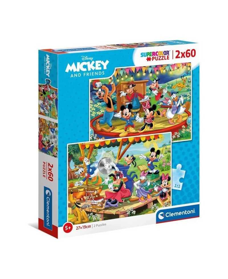 Clementoni - Puzzle enfant - Mickey Mouse - 2x60 pieces - Coloré et captivant - Fabriqué en Italie