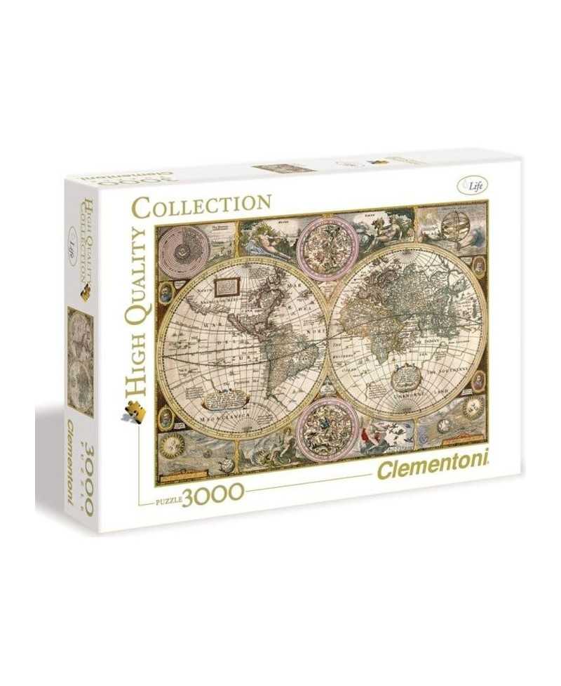 Clementoni - Puzzle Carte Antique - 3000 pieces - A partir de 10 ans - Fabriqué en Italie