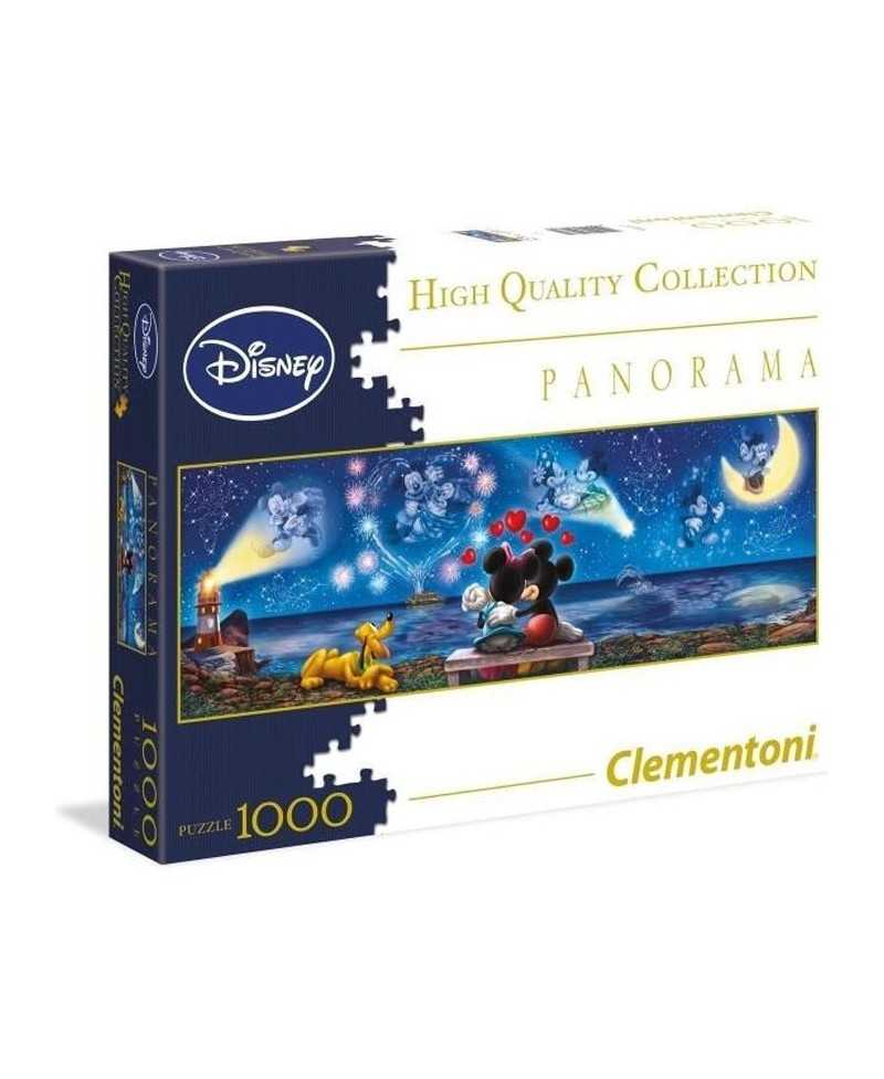 Clementoni - Puzzle Panorama - 1000 pieces - Mickey et Minnie - Fabriqué en Italie