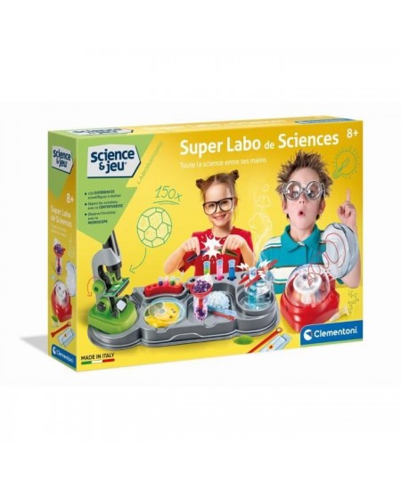 Clementoni - Science & Jeu - Super labo de sciences - Microscope, centrifugeuse, et autres accessoires - Dés 8 ans