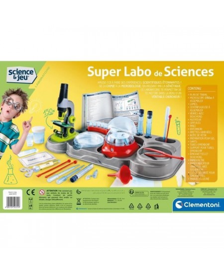 Clementoni - Science & Jeu - Super labo de sciences - Microscope, centrifugeuse, et autres accessoires - Dés 8 ans