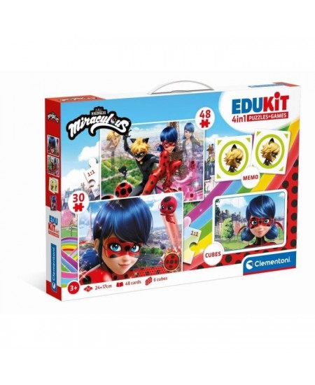 Coffret d'activités préscolaires 4 en 1 Miraculous - Clementoni - 2 puzzles, 6 cubes et un mémo