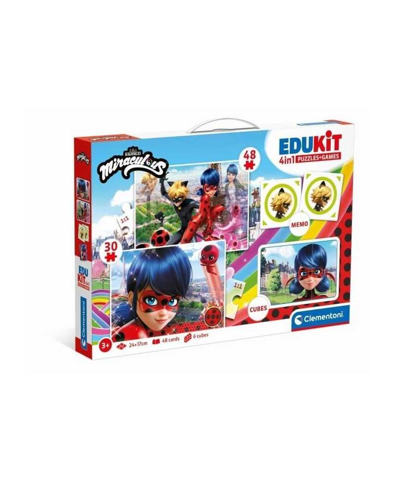 Coffret d'activités préscolaires 4 en 1 Miraculous - Clementoni - 2 puzzles, 6 cubes et un mémo