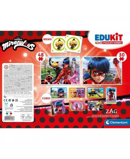 Coffret d'activités préscolaires 4 en 1 Miraculous - Clementoni - 2 puzzles, 6 cubes et un mémo