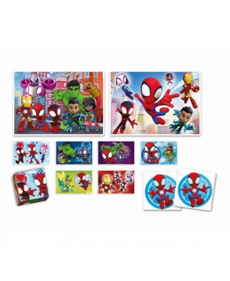 Clementoni - Edukit - Spidey -Coffret apprentissage 4 en 1 - 2 puzzles, 1 mémo, 1 jeu de 6 cubes - Fabriqué en Italie - Dés 4