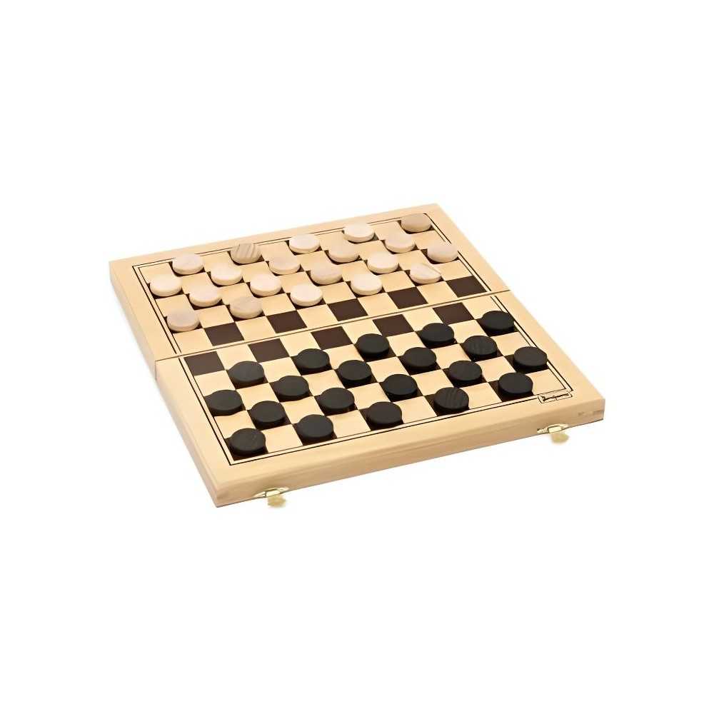 Jeu de Dames en Bois - Jeujura - 8131 - Coffret Pliant - 30x30x2cm - F