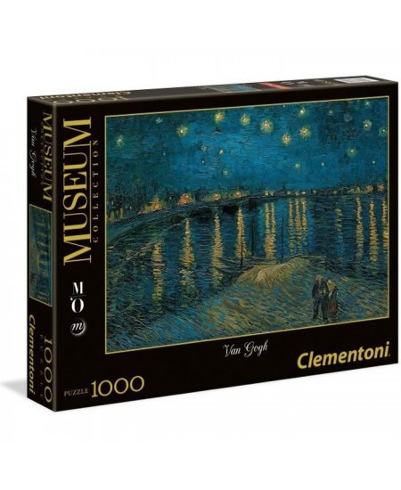 Clementoni - Puzzle Van Gogh Nuit étoilée sur le Rhône - 1000 pieces - 69x50cm - Fabriqué en Italie