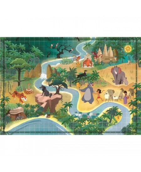 Clementoni - 1000p Disney Maps Le Livre de la Jungle - Gamme de puzzle inspirée des animés japonais - 70 x 50 cm