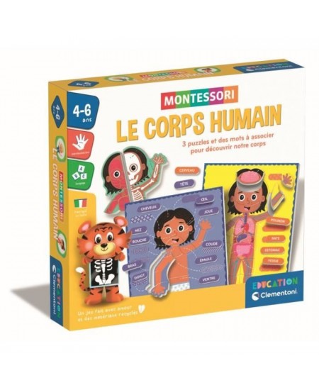 Montessori - Clementoni - Le Corps Humain - Jeu éducatif pour apprendre comment est fait le corps a l'interieur et a l'exterieu