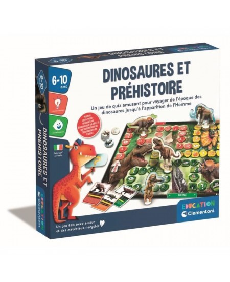 Clementoni - Quiz Dinosaures et préhistoire - 3 modes de jeu différents - Dés 6 ans