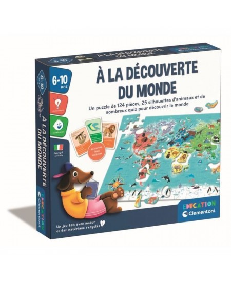 Clementoni - Puzzle a la découverte du monde - Avec activités, défis, tombola et jeu de recherche - Dés 6 ans