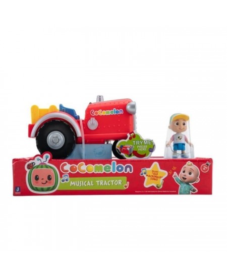 Figurine miniature - BANDAI - CoComelon Tracteur Musical Rouge - Tracteur Musical Et Sa Figurine 7cm - WT0038