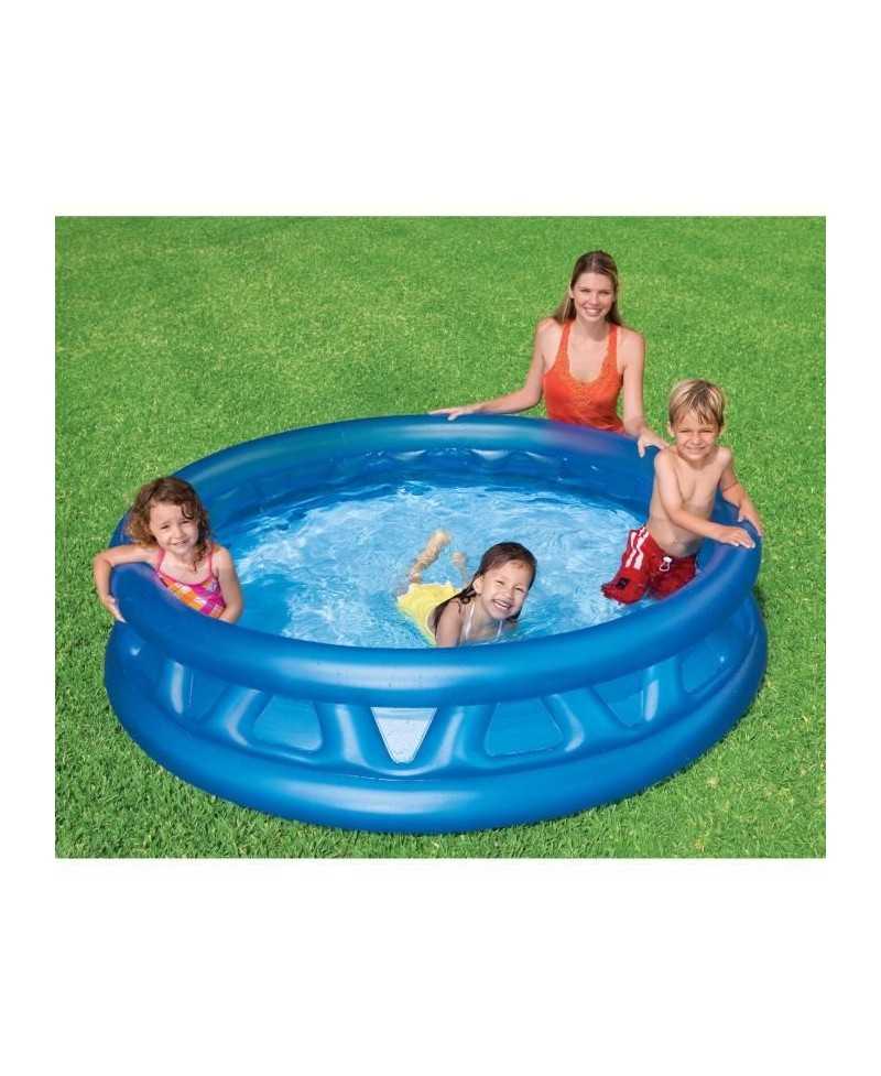 Piscine gonflable ronde Soft Side Pool pour enfant et famille - INTEX - 188x46cm - Capacité 666L - Bleu