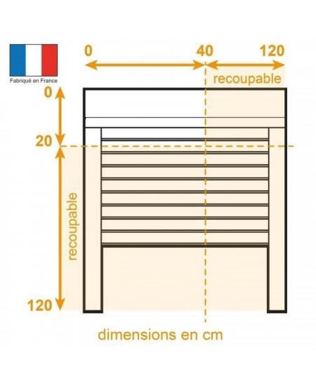 Volet roulant H120 x L120 cm PVC recoupable en largeur et hauteur - Manoeuvre manuelle sangle -Coloris Blanc -