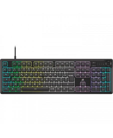 Clavier gaming filaire a membrane - CORSAIR - K55 CORE RGB - Rétroéclairage RGB 10 zones - Gris - Silencieux et réactif