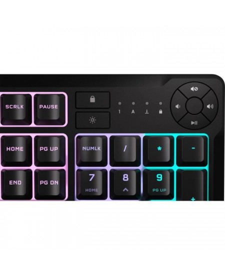 Clavier gaming filaire a membrane - CORSAIR - K55 CORE RGB - Rétroéclairage RGB 10 zones - Gris - Silencieux et réactif