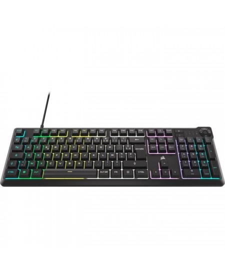 Clavier gaming filaire a membrane - CORSAIR - K55 CORE RGB - Rétroéclairage RGB 10 zones - Gris - Silencieux et réactif